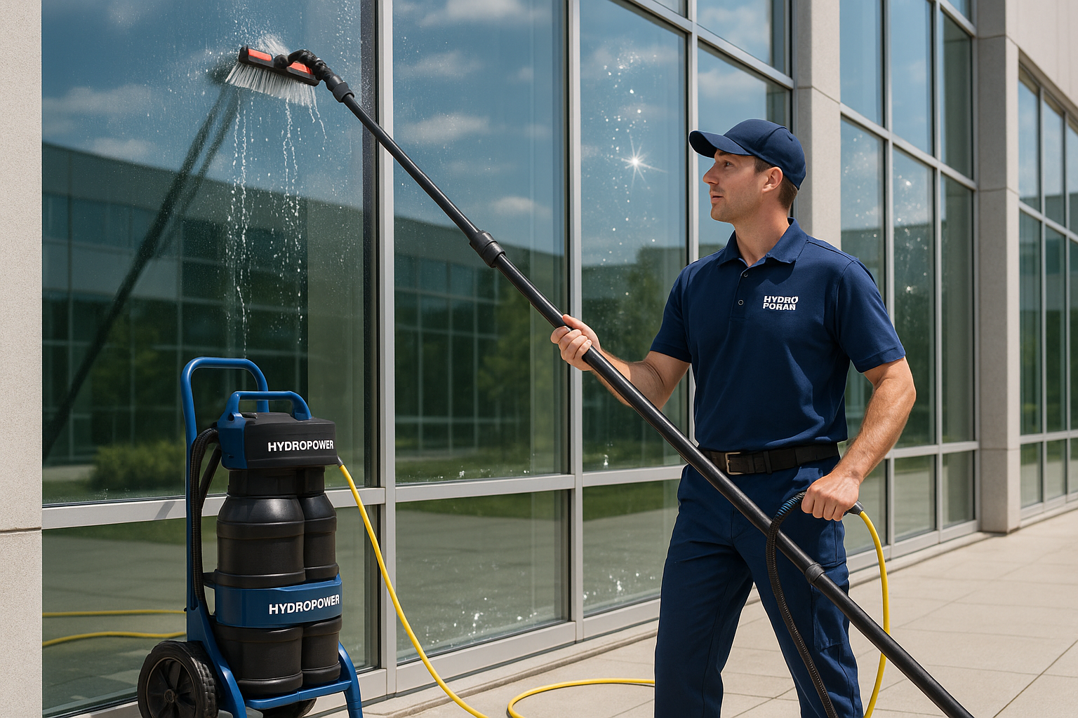 fensterputzen mit Reinwassersystem HydroPower
